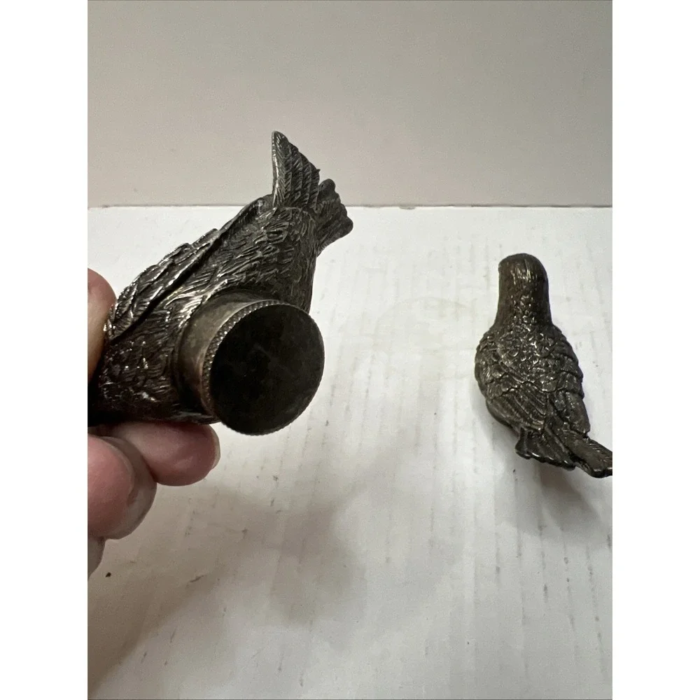 Vintage MCM Pewter Birds Salt & Pepper Shakers
